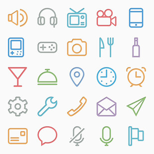 多彩简约风格的多功能图标集