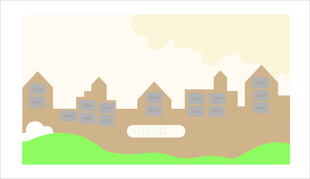 卡通风格的城镇风景