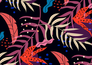 热带风动植物图案插画