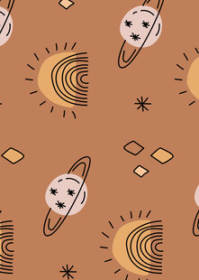 宇宙行星图案无缝背景图