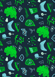 绿色卡通图案无缝背景图