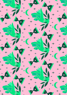 粉色底绿色植物图案纹理