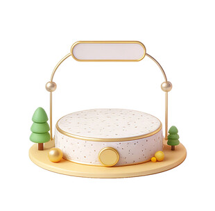 3D渲染产品展示台场景插画素材