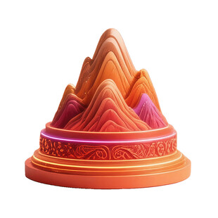3D渲染中式山峰底座插画元素