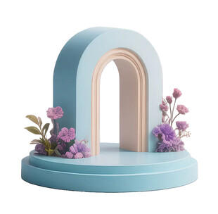 蓝色拱形展台花卉装饰