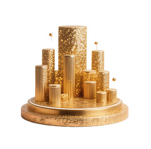 金色立体城市建筑模型