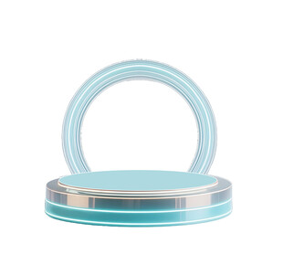 浅蓝色环形悬浮展示台