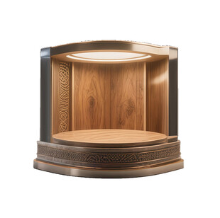 复古木质弧形展示柜