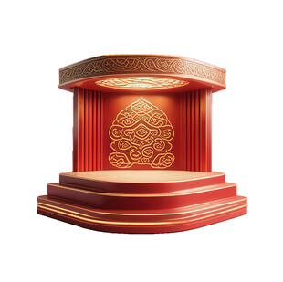 中式古典红色舞台展示台