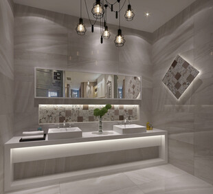 现代简约风双洗手台浴室