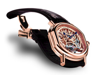 玫瑰金镂空机械手表
