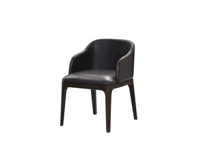 黑色皮质扶手餐椅