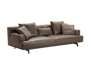 现代简约棕色三人沙发