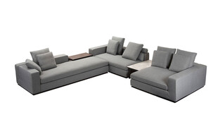 灰色转角沙发带茶几