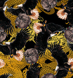 黑金龙纹奢华面料图案