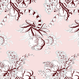 粉色花卉藤蔓无缝图案