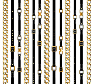 金色链条黑白条纹图案