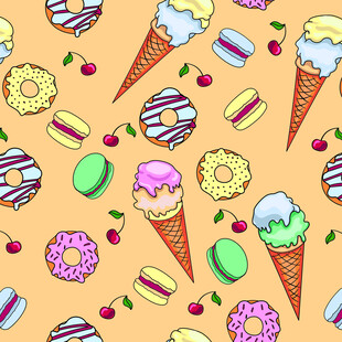 多彩甜品图案背景