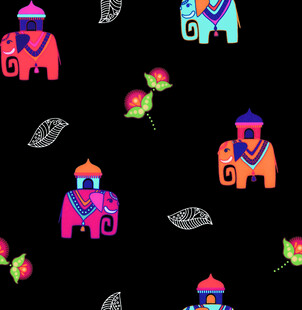 彩色大象花卉图案背景