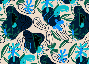 抽象蓝绿植物图案背景