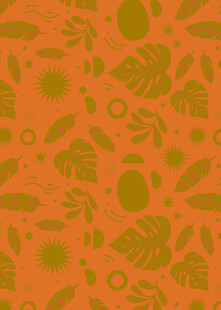 橙色植物图案背景纹理