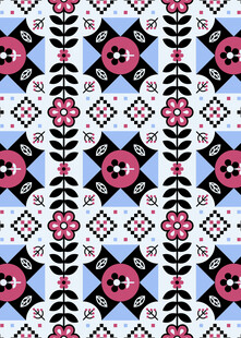 民族风几何花卉图案