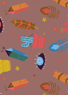 多彩太空元素无缝图案