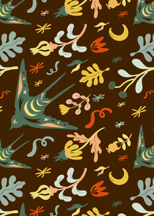 奇幻植物动物图案背景