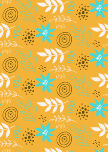 橙底花卉螺旋图案纹理