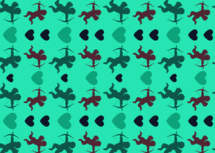 绿色背景飞机树木图案