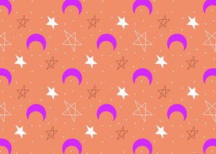 粉色底星月图案背景