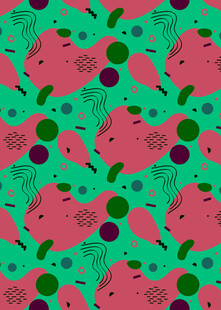 粉色鱼形图案绿色背景纹理