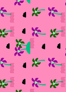 粉色背景热带植物图案