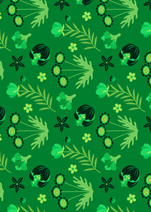 绿色骷髅植物图案背景