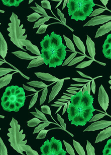 绿色植物水彩无缝图案
