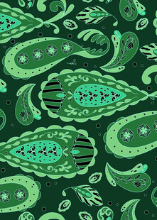 绿色佩斯利花纹图案