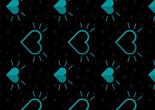 蓝心黑底几何图案背景