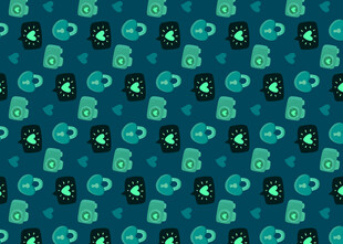 蓝绿背景卡通图案纹理