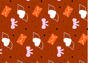 复古风信封爱心图案背景