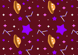 紫色星空飞船梦幻背景图