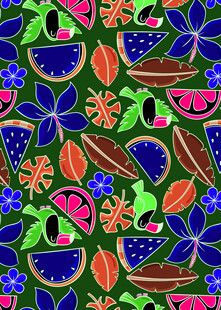 缤纷夏日水果花卉图案