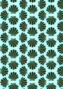 蓝绿扇形图案无缝花纹