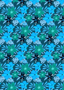 蓝绿花卉图案背景纹理