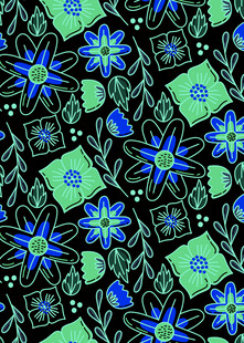 蓝绿花卉几何图案纹理