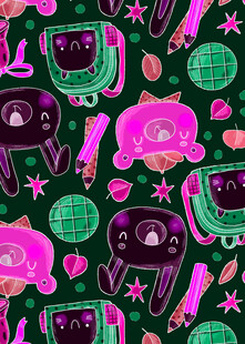 可爱卡通怪物图案背景