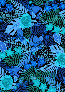 蓝绿植物图案背景