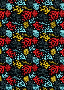 多彩卡通图案印花布料