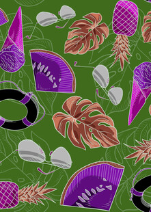 热带风情水果植物图案