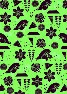 绿色底黑色植物图案背景