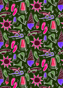 多彩植物图案无缝背景